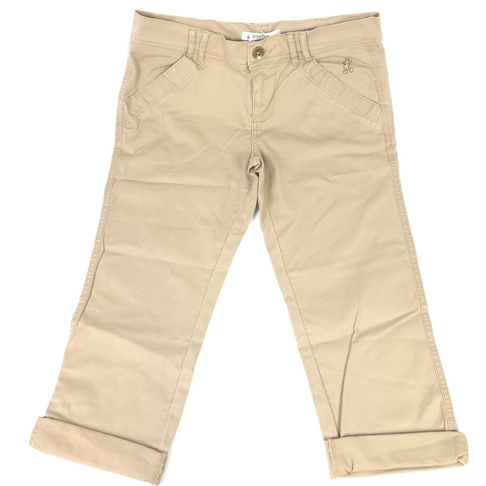 Disney Mickey Mouse Embroidered Capri Khaki Pants